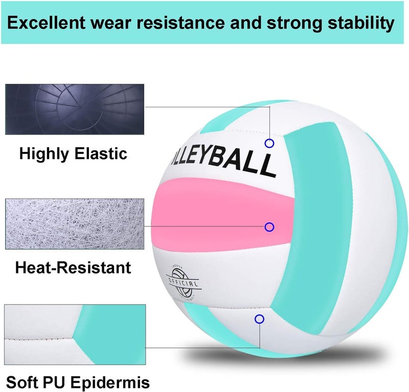 EVZOM Super Soft Volleyball Beach Volleyball Official Size 5 for Outdoor/Indoor/Pool/Gym/Training Premium Volleyballs Equipment Durability Stability Sports Ball - Image 4